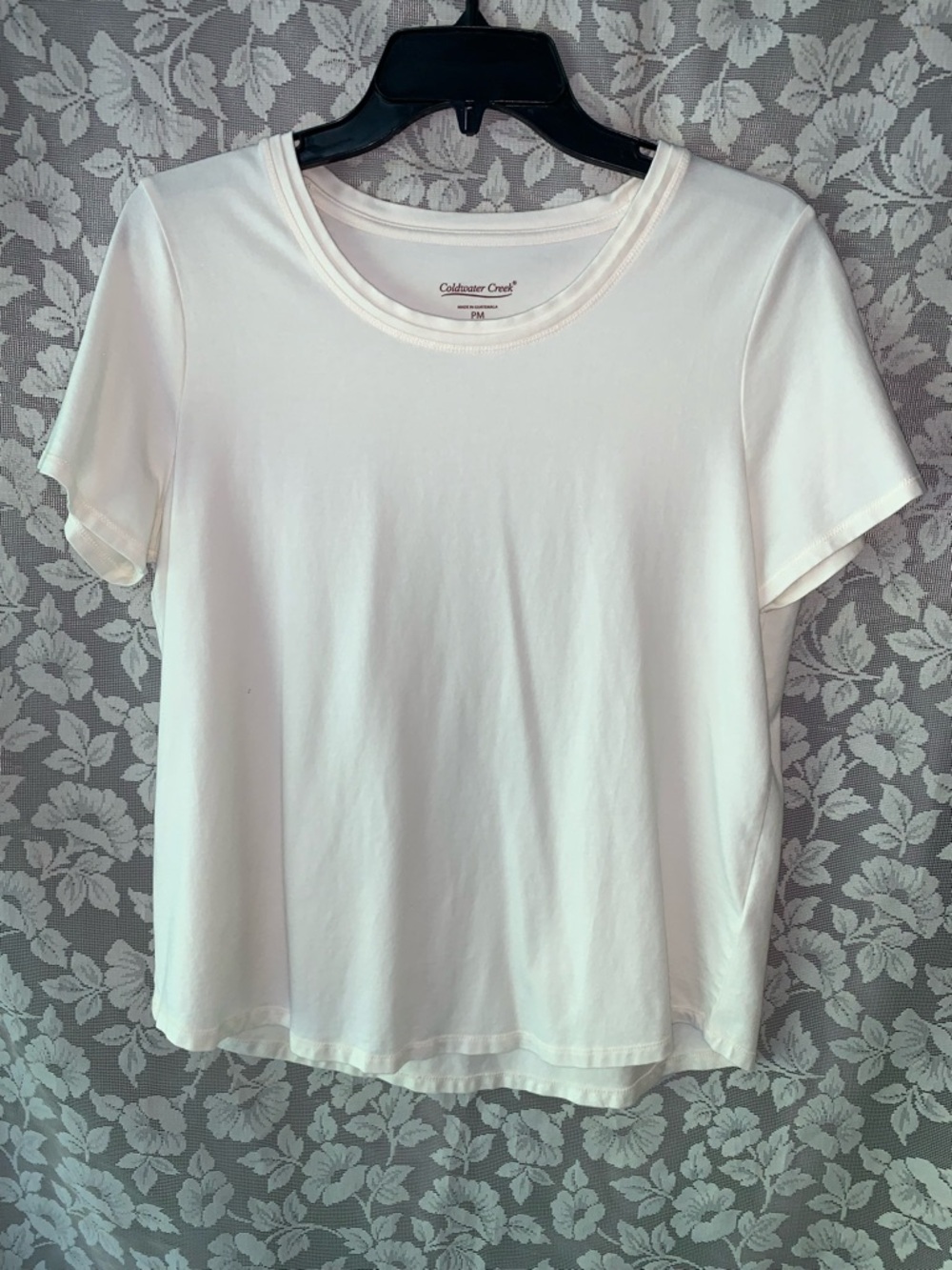 Coldwater Creek Cream Short Sleeve Crewneck Tee Top